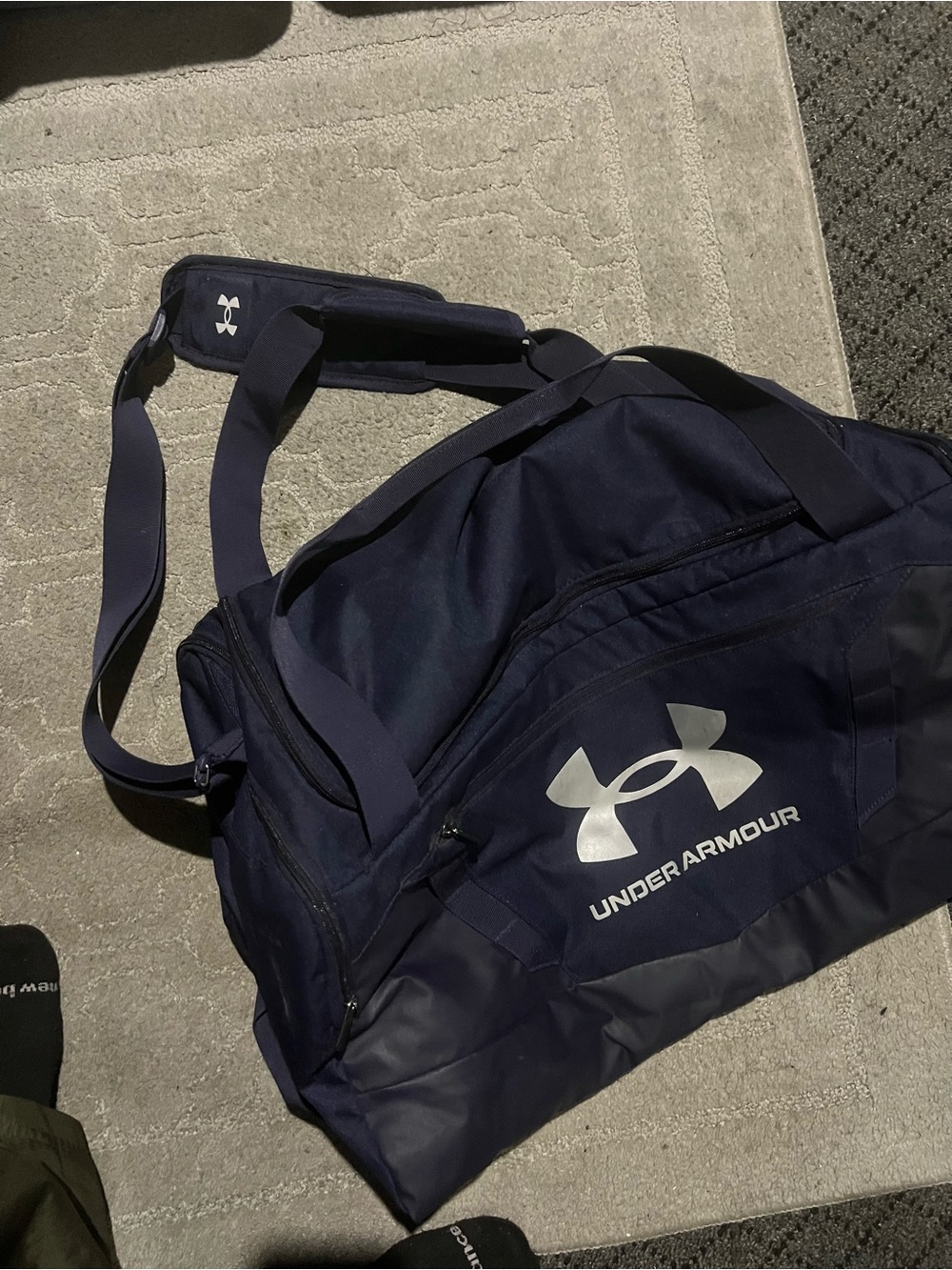 Under Armour Navy Blue Duffel Bag with Shoulder Strap